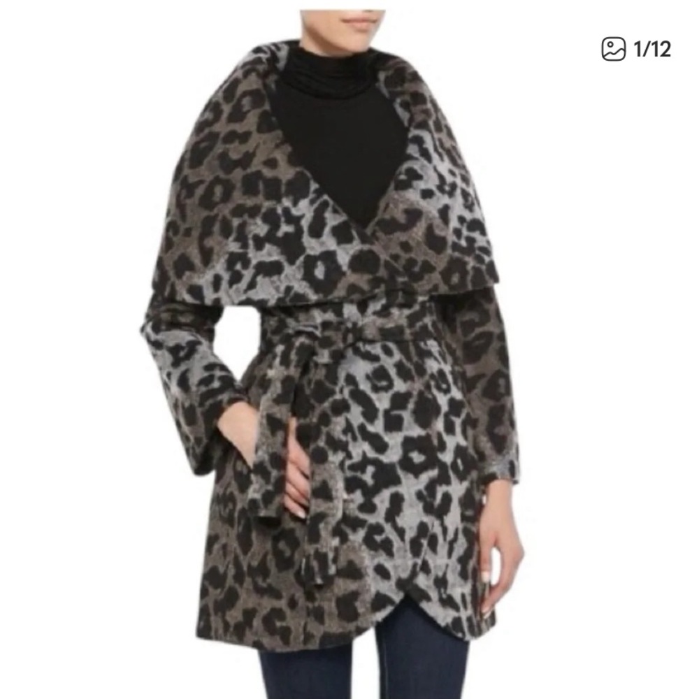 Tahari Marla Leopard Wrap Coat